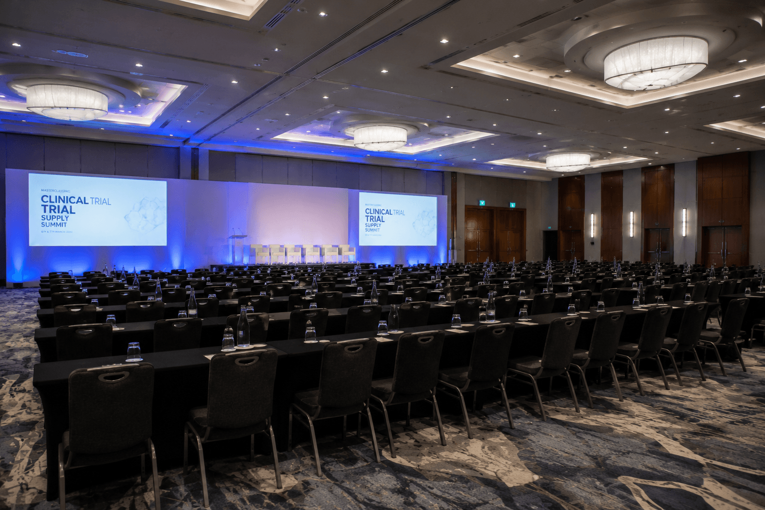 Venue interior prepared for a clinical summit